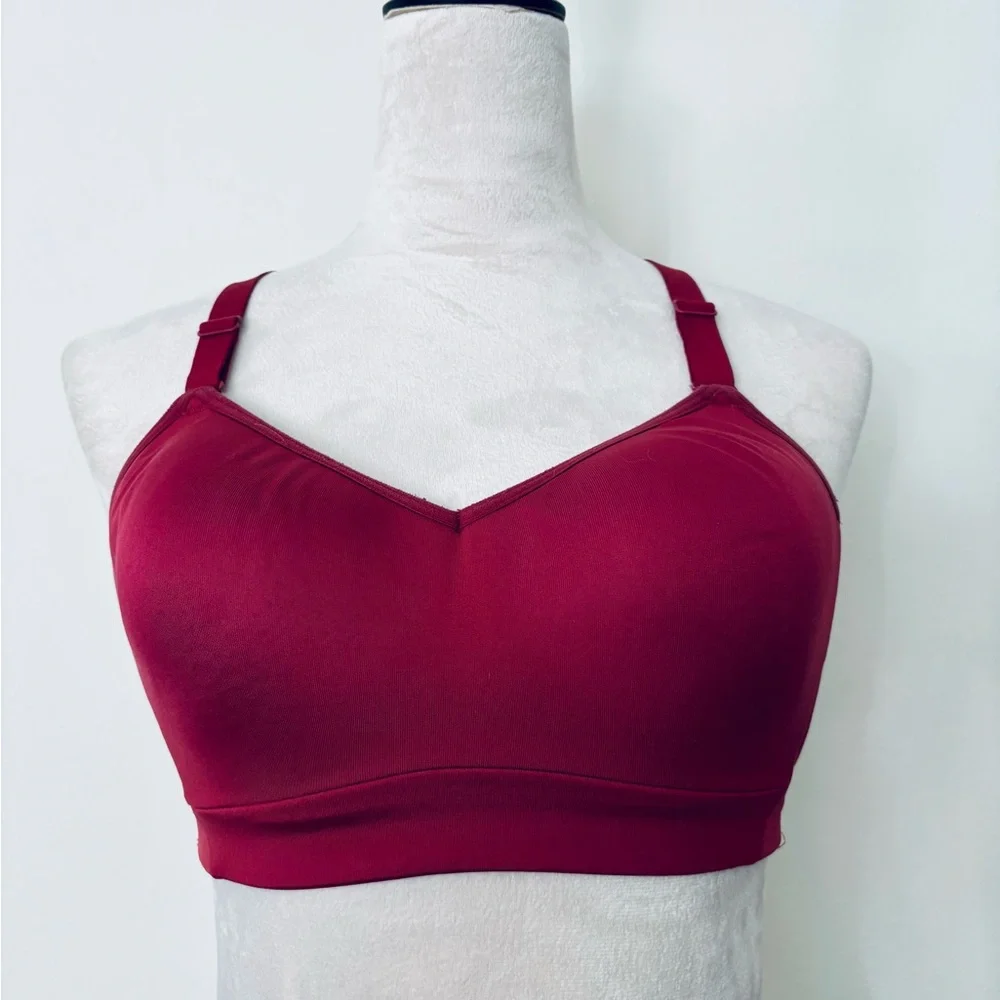 All In Motion Women's M Cranberry Red Racerback Adjustable Sports Bra - Picture 1 of 8